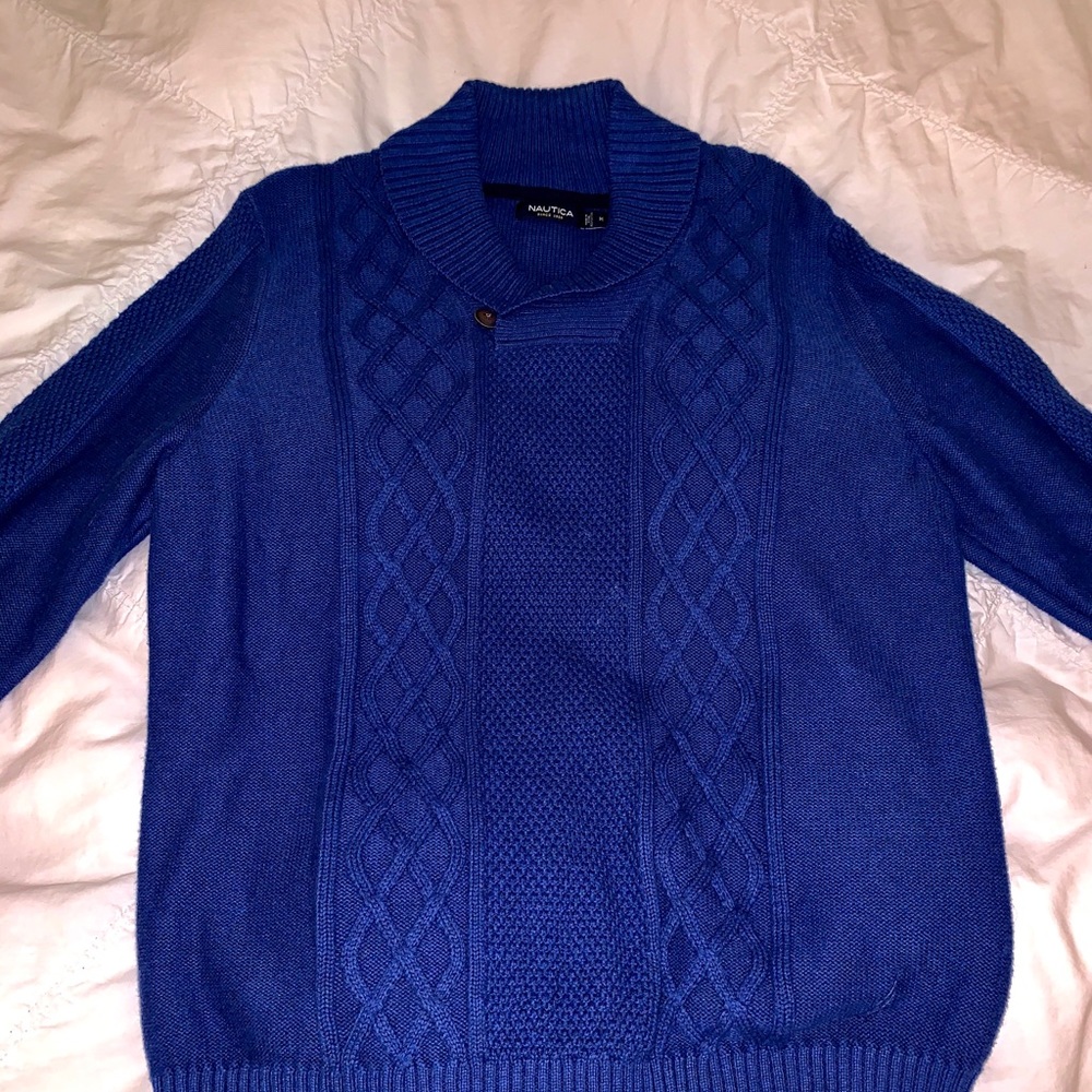 MENS Nautica Blue Canle Knit Sweater